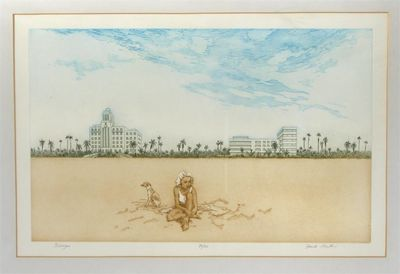 Biscayne lithographic print by Frank Martin framed signed titled and