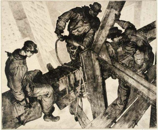 ALLEN James Edward 1932 Etching The Builders 1932 etching and