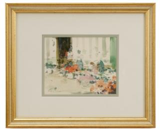 Andre Gisson Ladies on Terrace Watercolor Andre Gittelson Gisson American