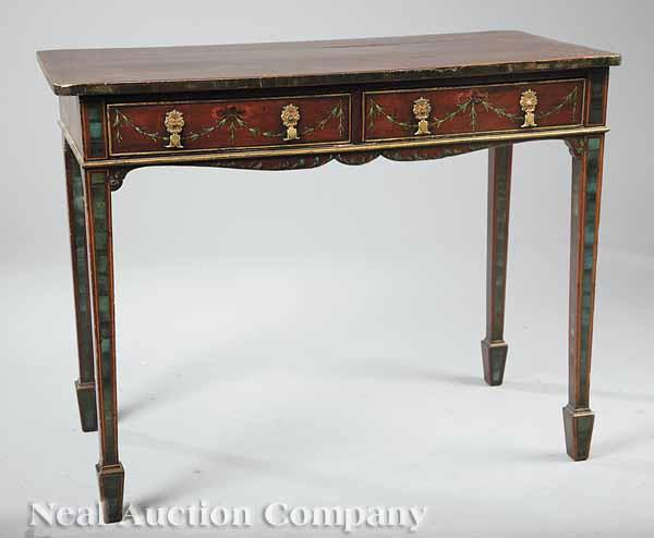 An Antique Hepplewhite Style Paint Decorated Console Table 19th c