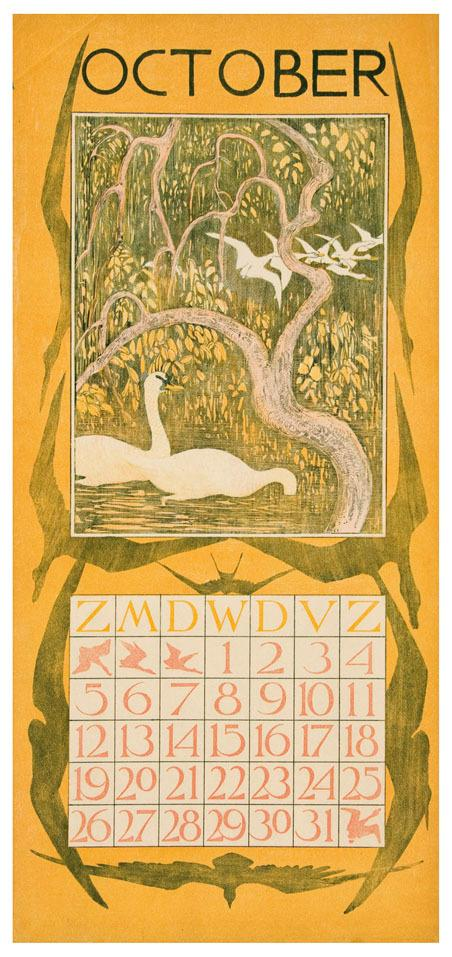 HOYTEMA Theo van 1863 1917 Original Stone Lithographic Calendar Sheet