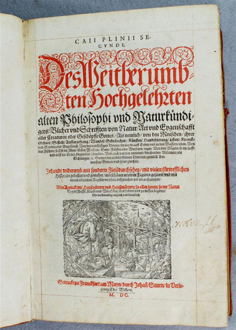 Plinius published in Frankfurt by Johann Saurn 1600 Des Weitber