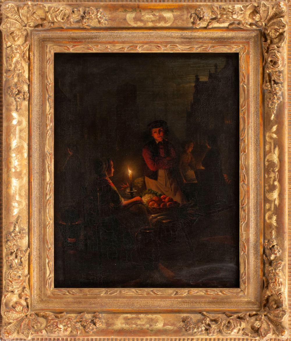 Andreas Franciscus Vermeulen Dutch 1821 1884 Candlelit Market Scene 1872