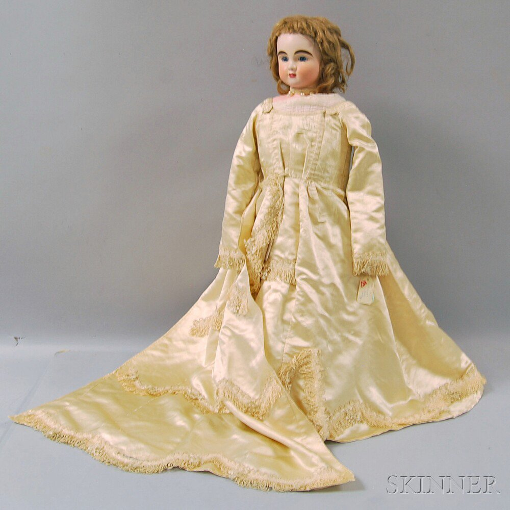 Large Kid bodied Parisian Lady Doll France head with blue