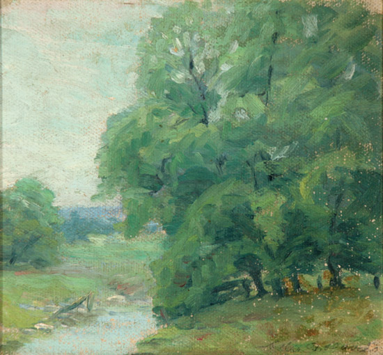 Arthur Bowen Davies American 1862 1928 Spring Landscape with Creek