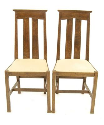 A pair of Morris Co oak high back chairs unsigned