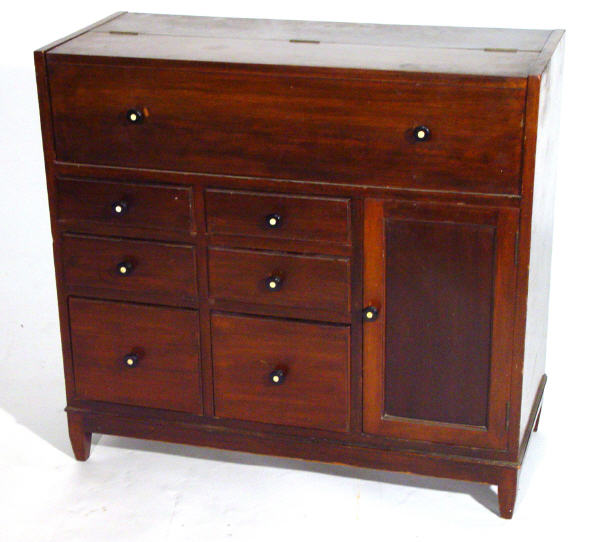 Victorian mahogany hall cabinet with lift up top above a