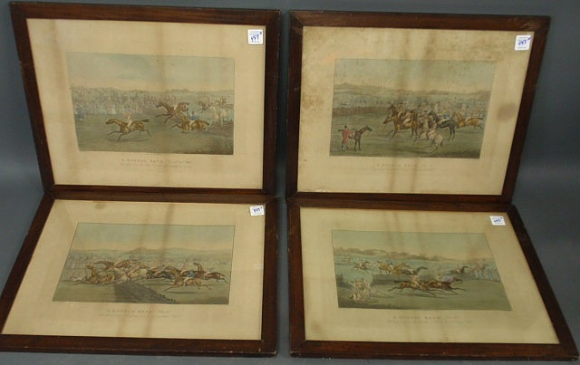 Four steeplechase prints after Alken A Hurdle Race plates 1