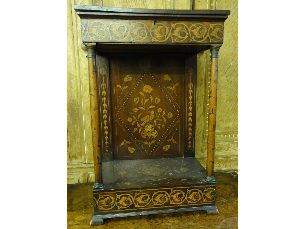 A 19th century Dutch floral marquetry pier table with rising