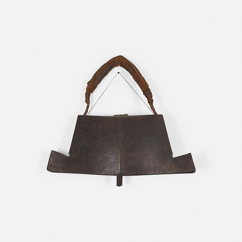 Indonesian cow bell Indonesian cow bell carved wood cane fabric