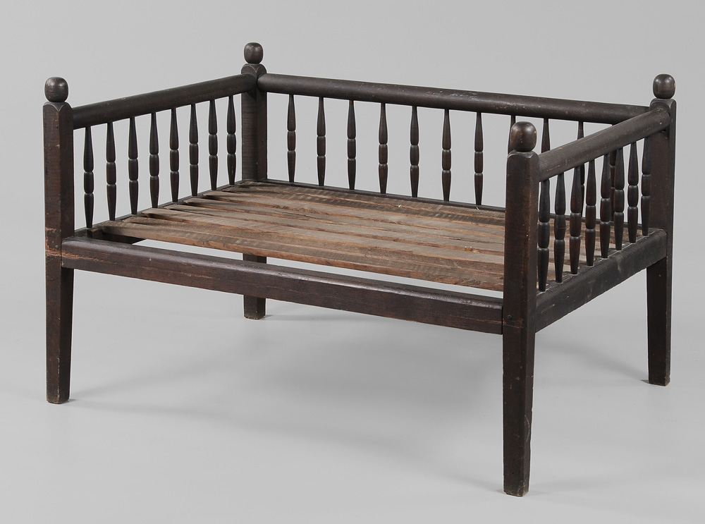 Mouzon Family Tiger Maple Child s Bed attributed to North