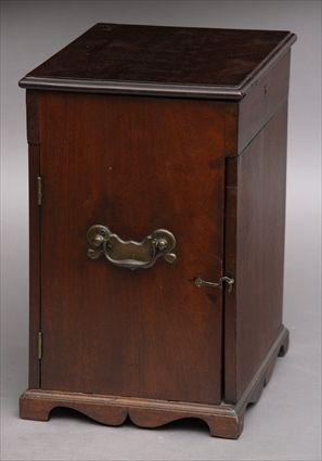 GEORGE III MAHOGANY MEDICINE CABINET The hinged top opening to