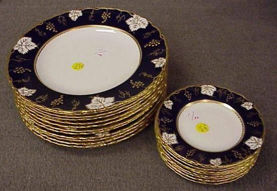 Royal Crown Derby Vine Cobalt plates twelve 10 dinner ten