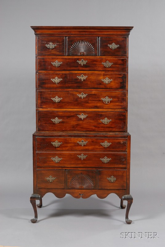 Chippendale Maple Fan carved Chest on Chest attributed to John