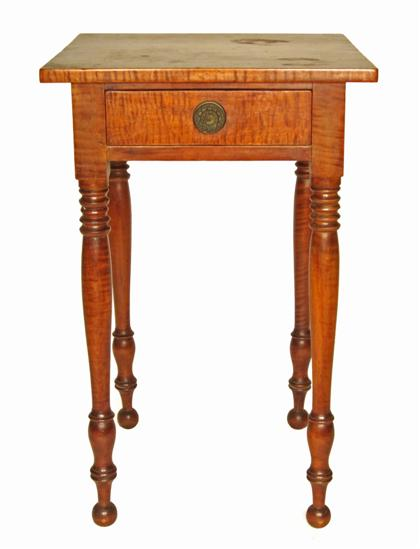 late Federal figured maple and cherrywood work stand early 19th
