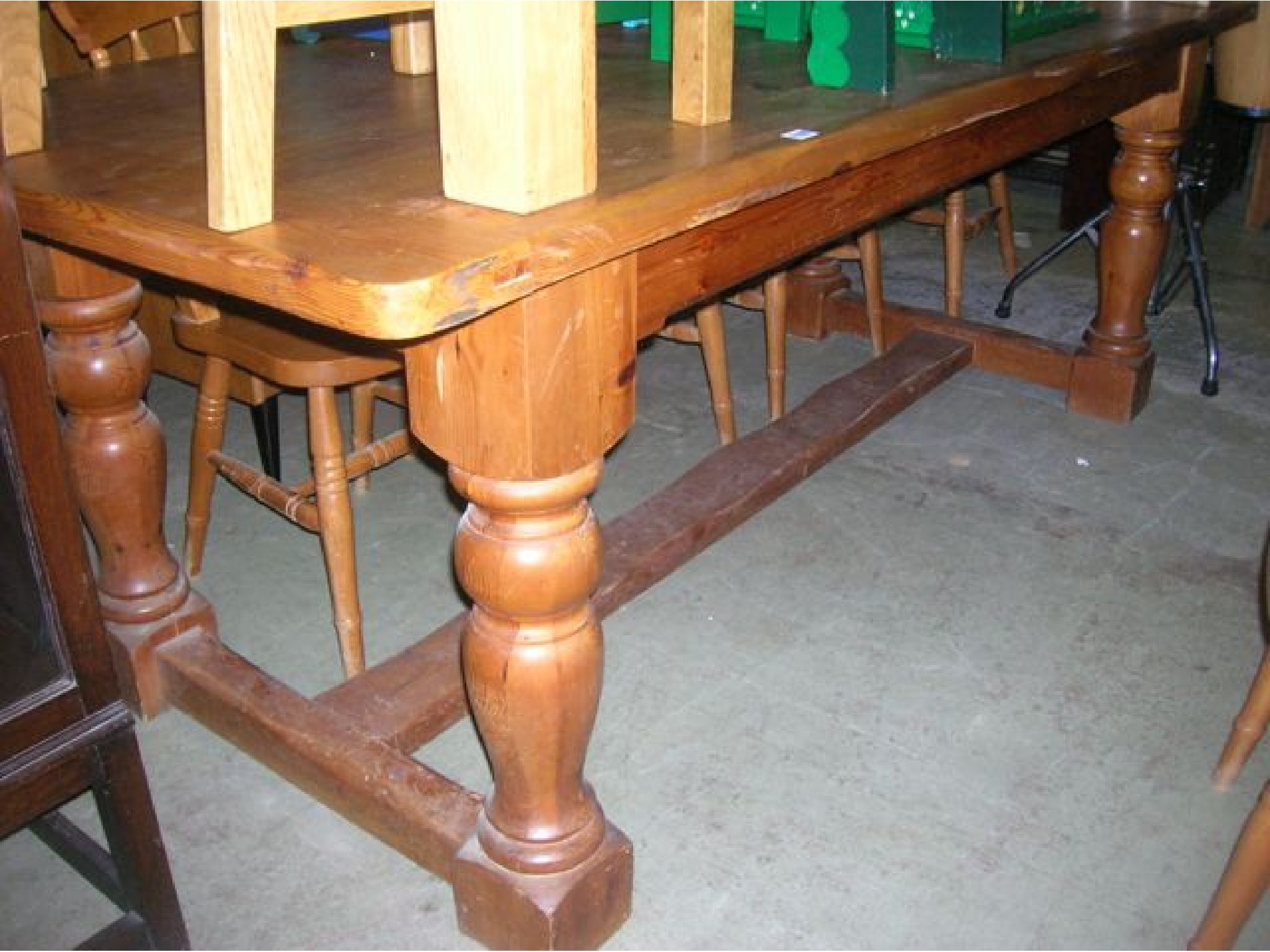 A good quality stripped pine refectory table of rectangular form