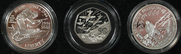 1994 3 Coin Silver Proof Set 50th Anniv Allied Invasion