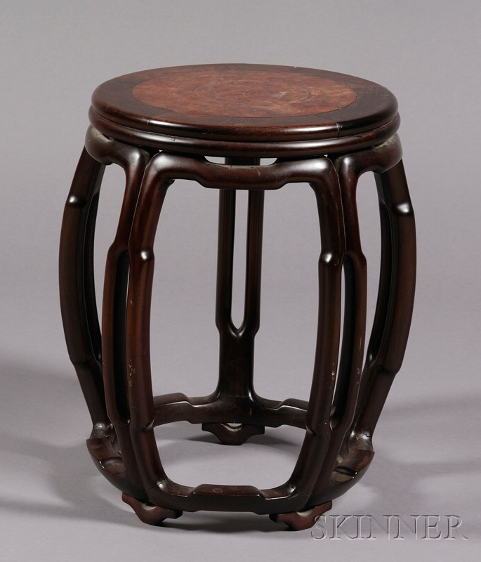 Drum shaped Stool China 18th 19th century rosewood with an