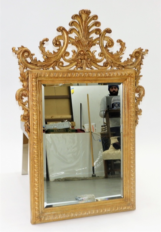 FRENCH STYLED GILT CARVED WOOD HIGH STYLE MIRROR 20th CenturyIntricate