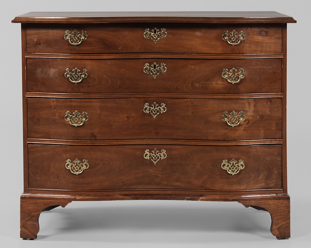 New England Chippendale Serpentine Chest Connecticut late 18th century cherry