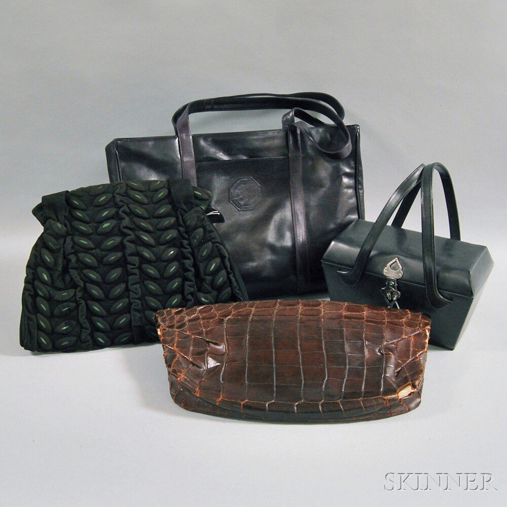 Four Leather and Suede Purses and Cases America 1940s 1970s