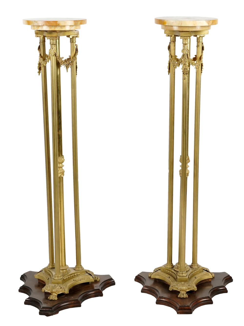 PAIR OF EMPIRE GILT METAL MARBLE FERN STANDSeach on a