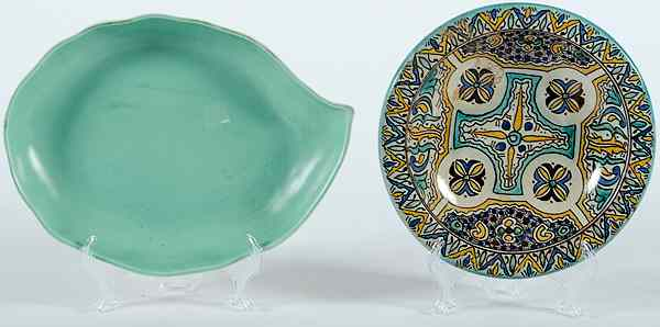 Contemporary Ceramic Bowls American a leaf bowl with matte turquoise