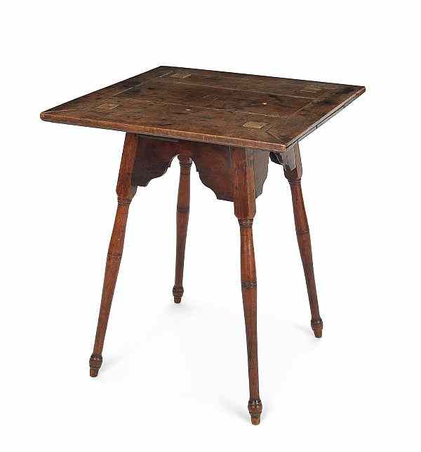 Pennsylvania walnut table late 18th c with a block inlaid