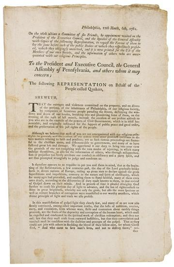 PHILADELPHIA SOCIETY OF FRIENDS To the President and Executive Council