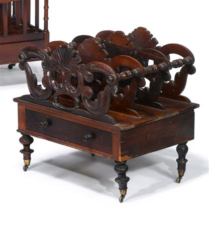Early Victorian rosewood and mahogany canterbury circa 1840 With three