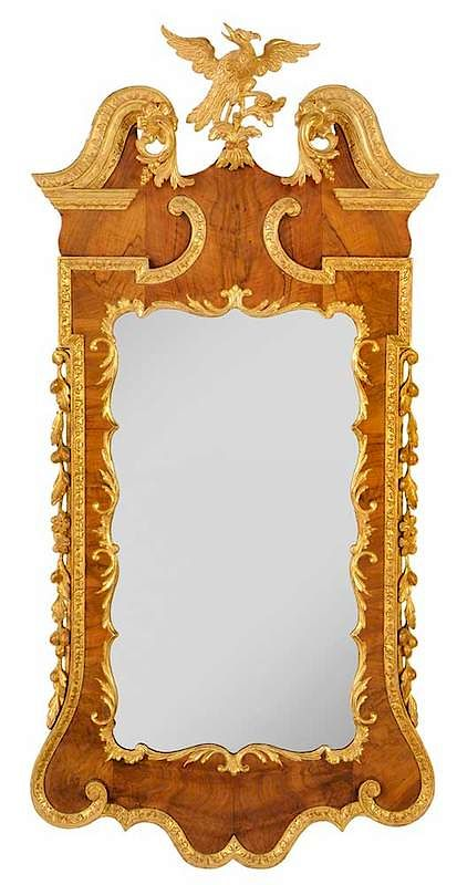 George II Walnut and Parcel Gilt Mirror British mid 18th