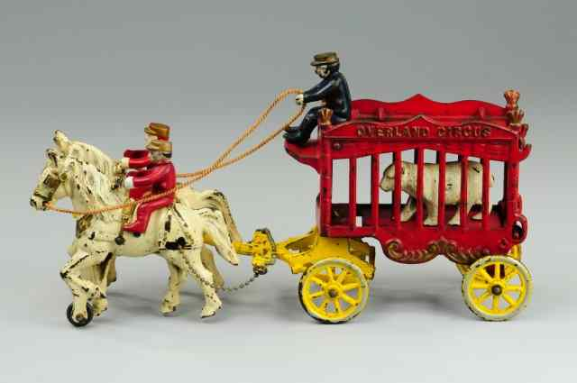 OVERLAND CIRCUS CAGE Kenton cast iron painted red overall with