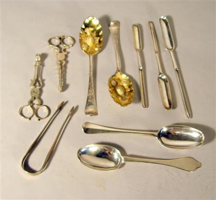 Assorted Georgian sterling silver flatware various dates and makers Comprising