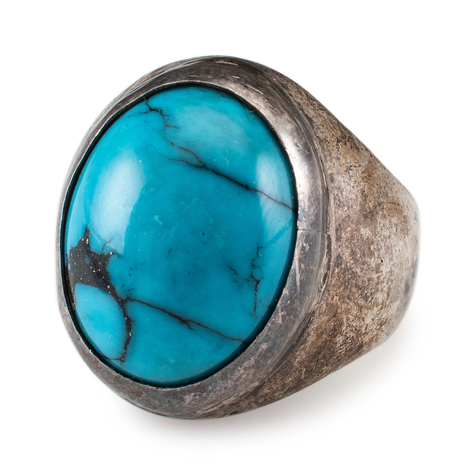 Navajo Silver and Turquoise Ring third quarter 20th century marked