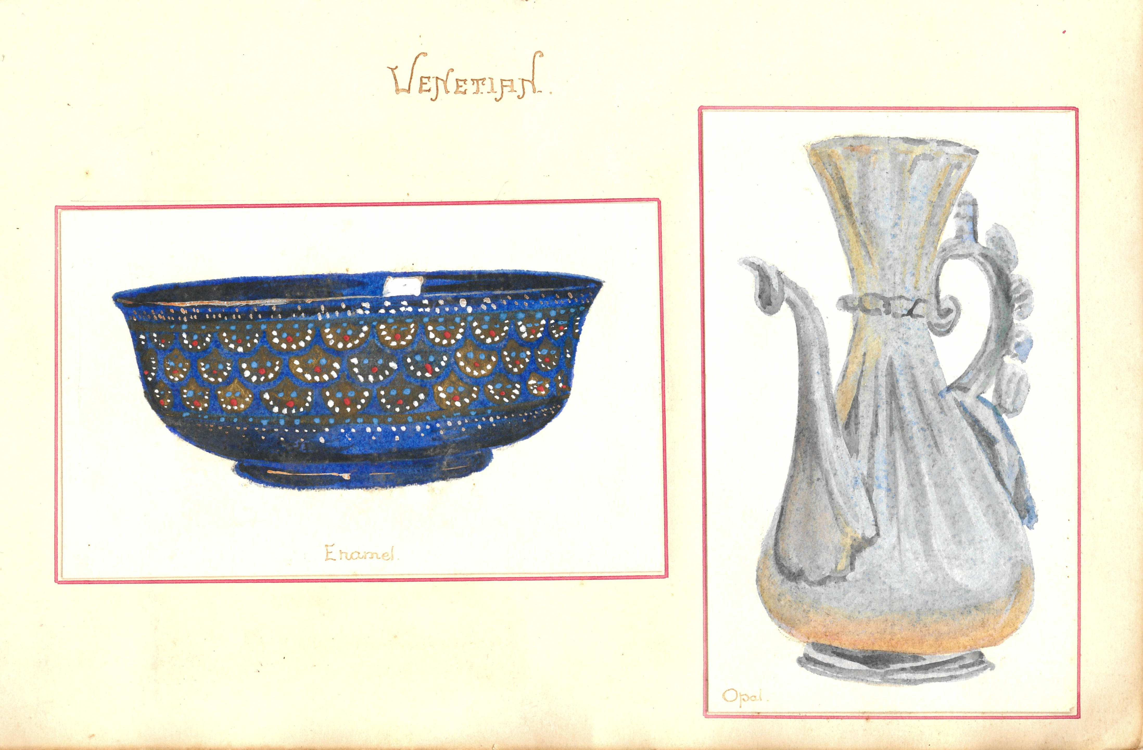 AN INTERESTING SKETCHBOOK ON GLASS BY MRS A WATSON DATED