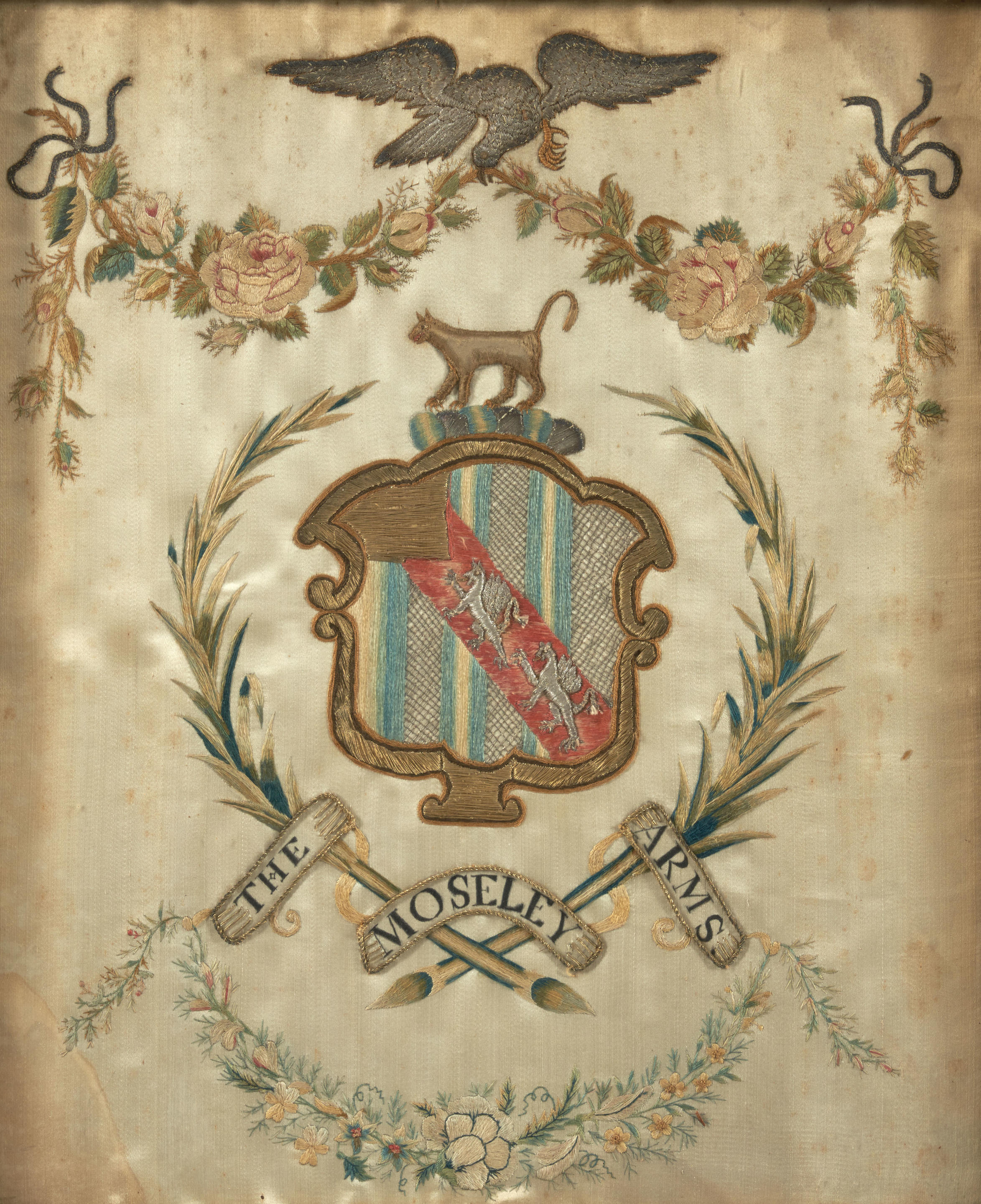 STUMPWORK EMBROIDERY OF THE MOSELEY FAMILY ARMS Misses Patten s