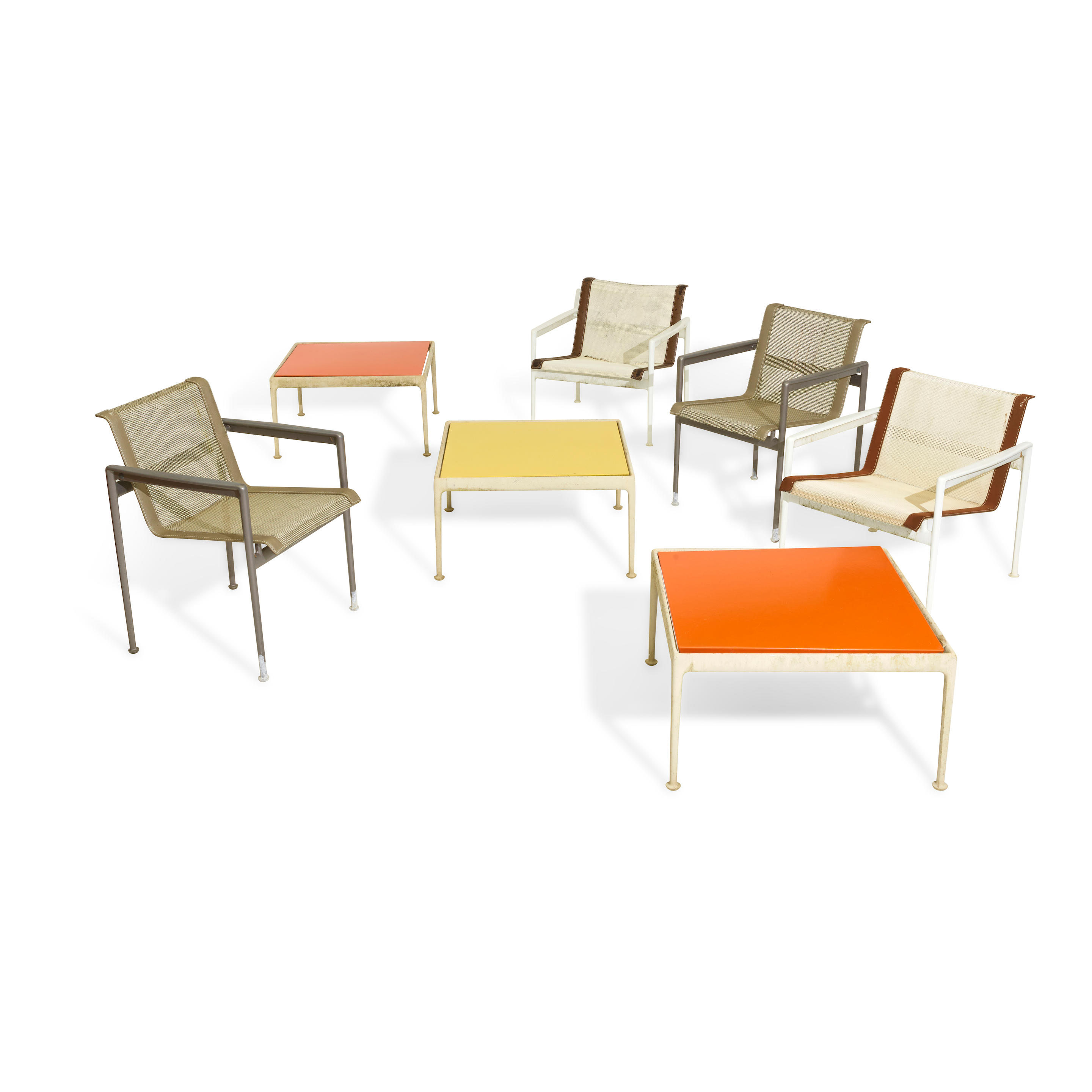 RICHARD SCHULTZ 1926 2021 Four Armchairs and Three Side Tables
