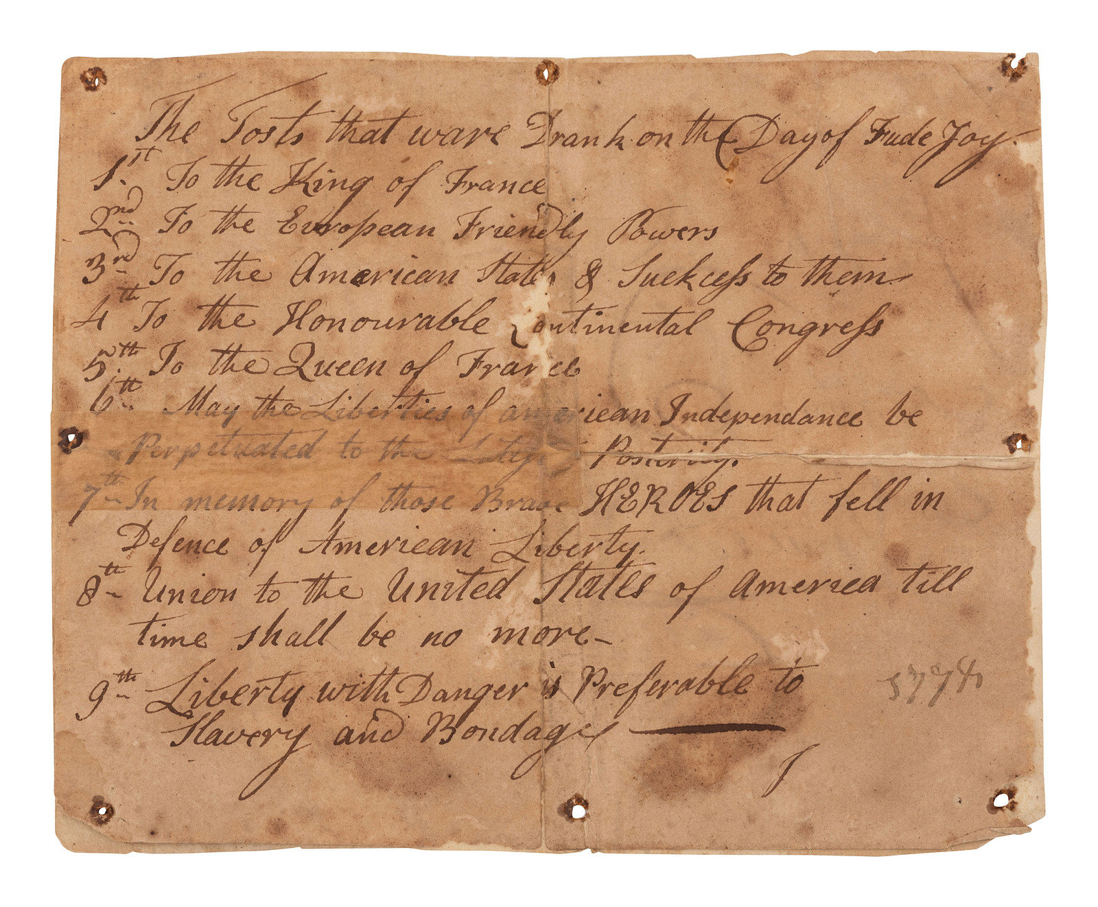 REVOLUTIONARY WAR The Tosts that ware Drank on the Day