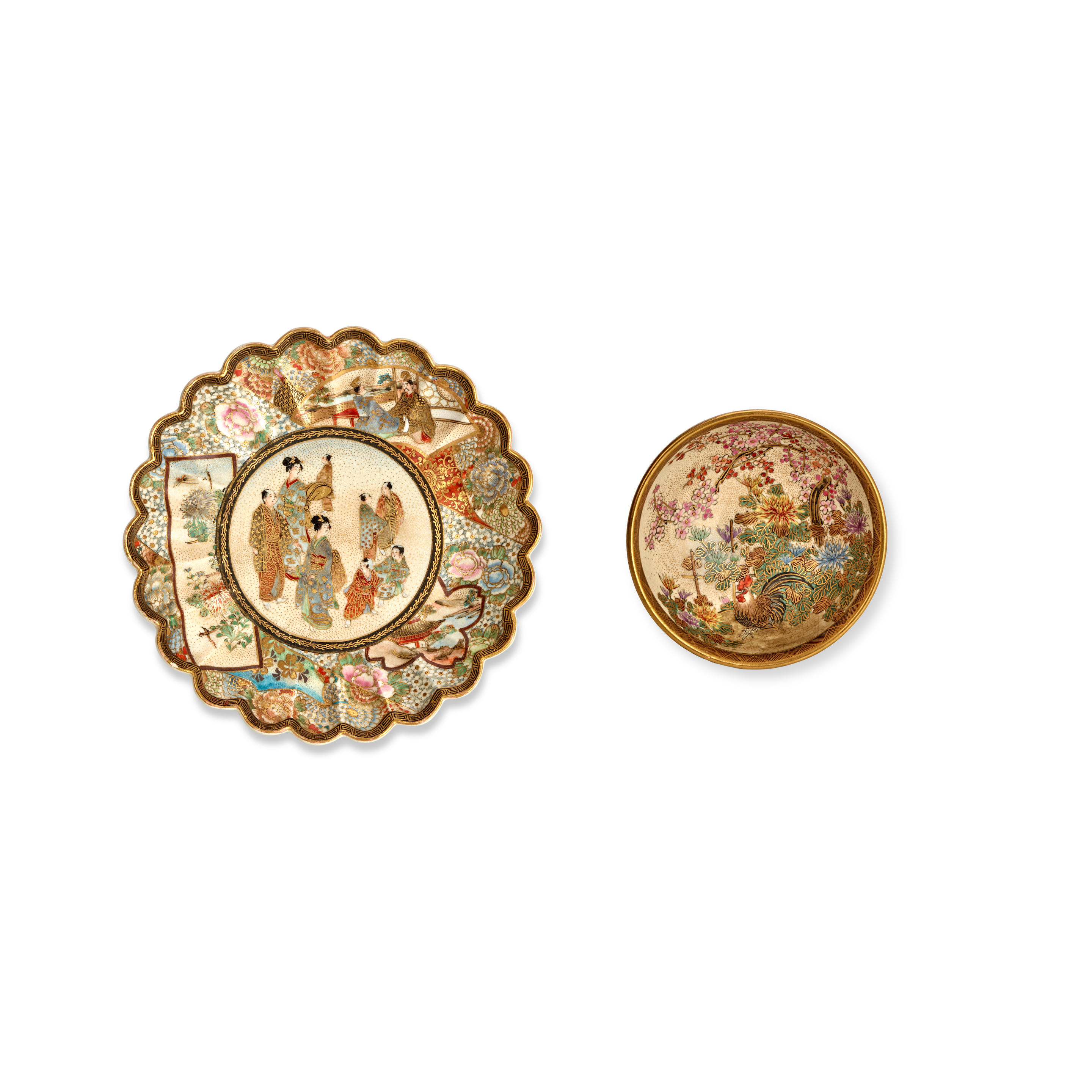 TWO SATSUMA DISHES Meiji 1868 1912 or Taisho 1912 1926
