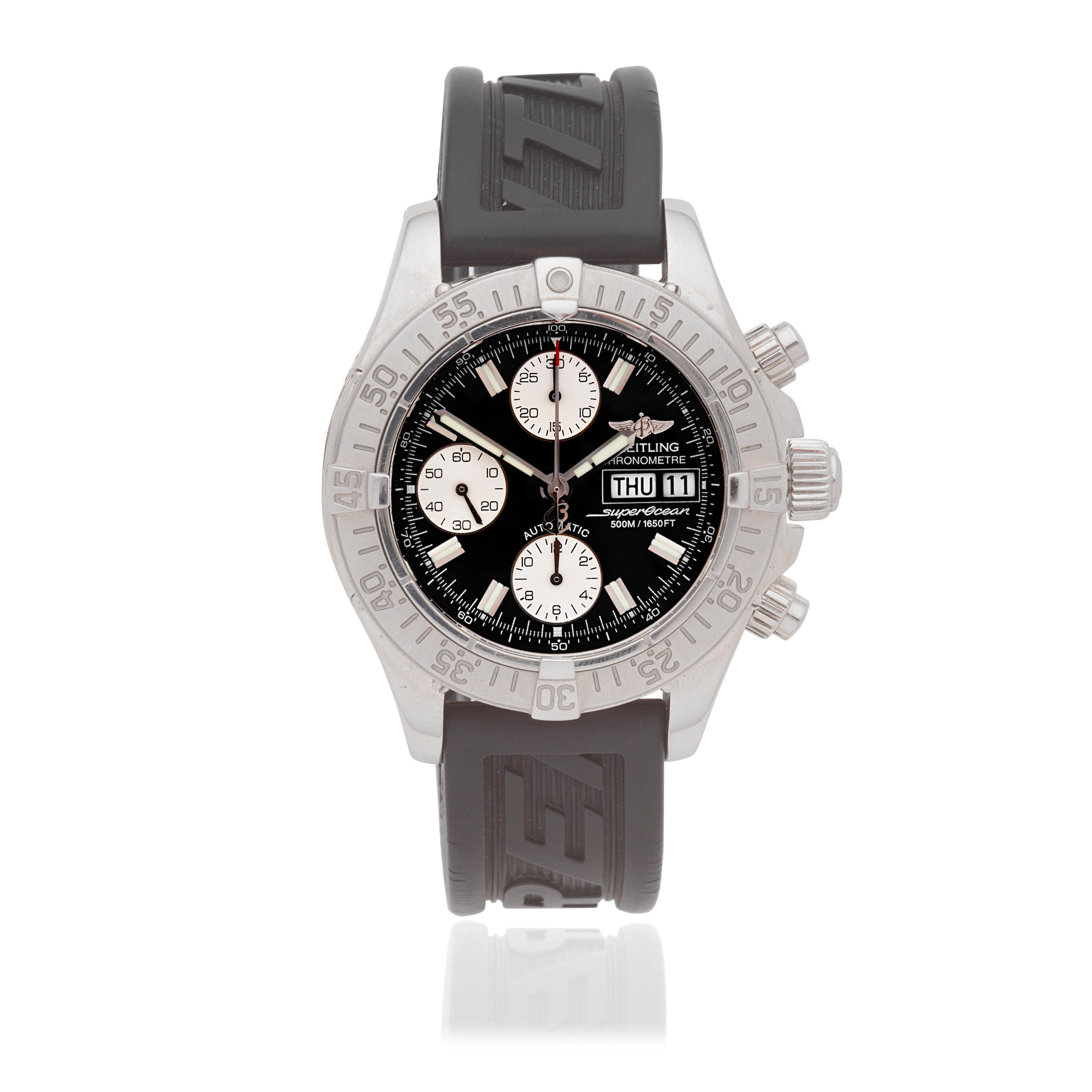 BREITLING A STAINLESS STEEL AUTOMATIC CALENDAR CHRONOGRAPH WRISTWATCH Model Superocean