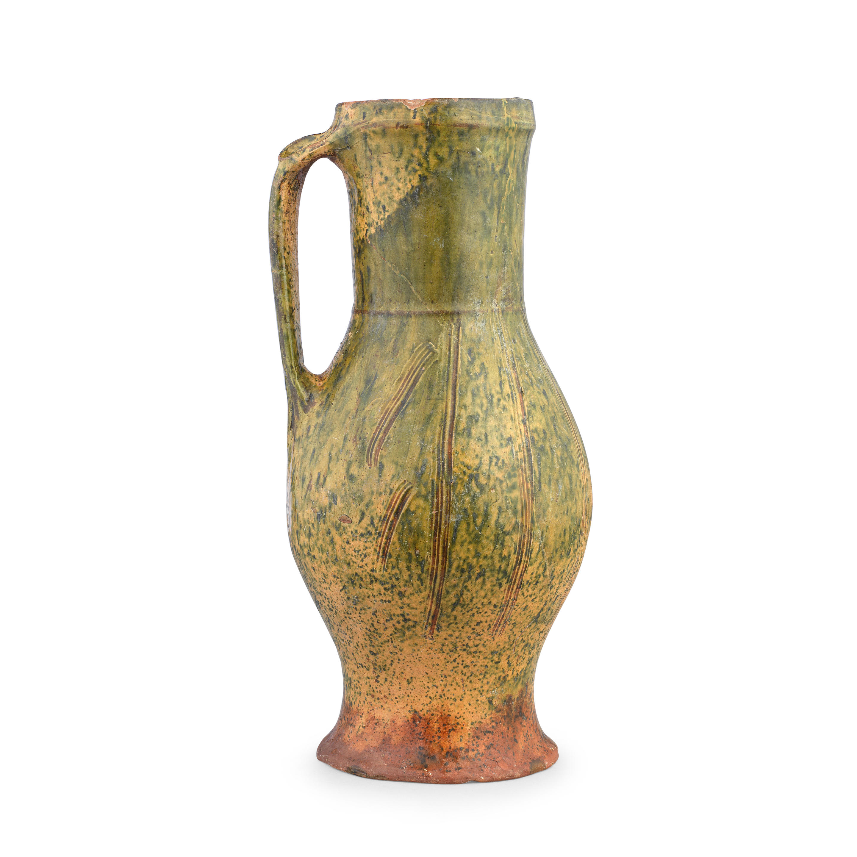 A RARE MEDIEVAL MILL GREEN WARE JUG ESSEX LATE 13TH