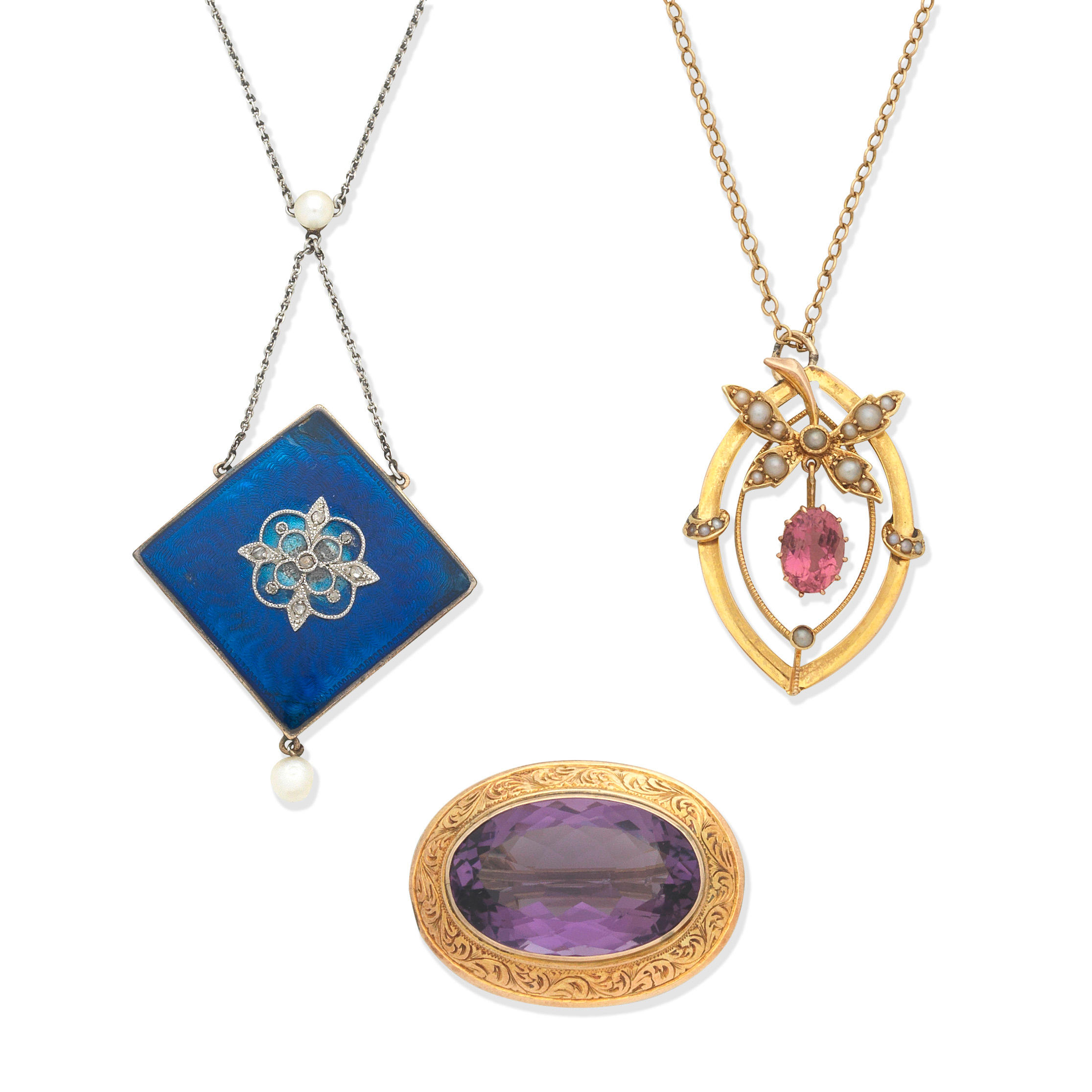 COLLECTION OF ENAMEL AND GEM SET JEWELLERY CIRCA 1900 1st