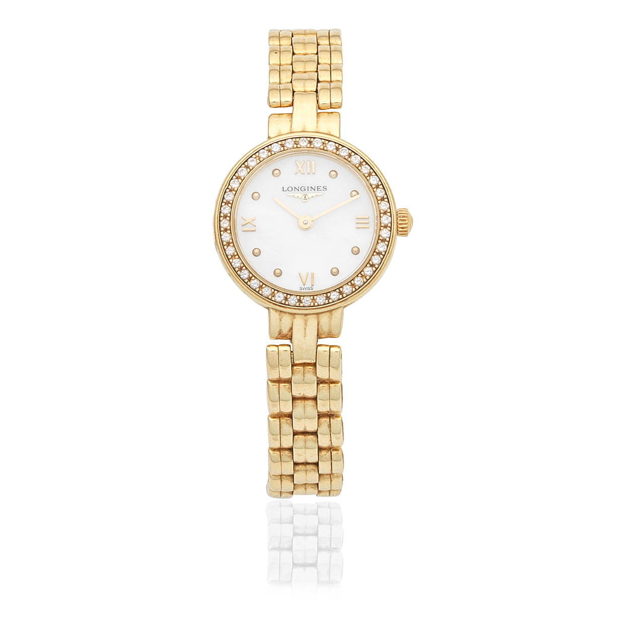 LONGINES A LADY S 18K GOLD AND DIAMOND SET QUARTZ