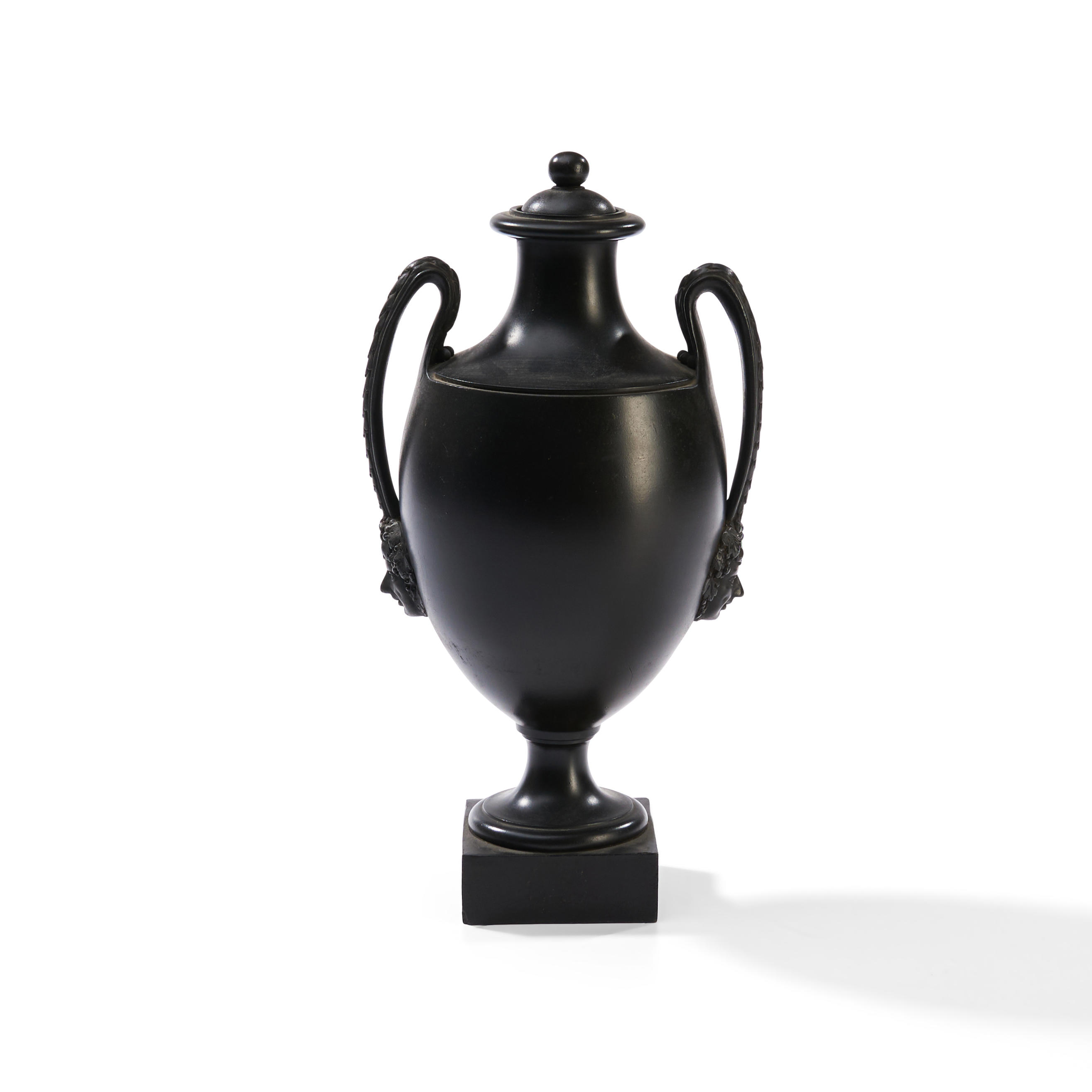 WEDGWOOD AND BENTLEY BLACK BASALT VASE AND COVER England c