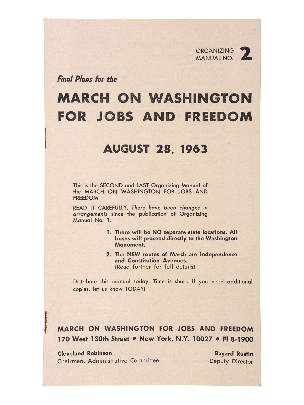 CIVIL RIGHTS Final Plans for the March on Washington for