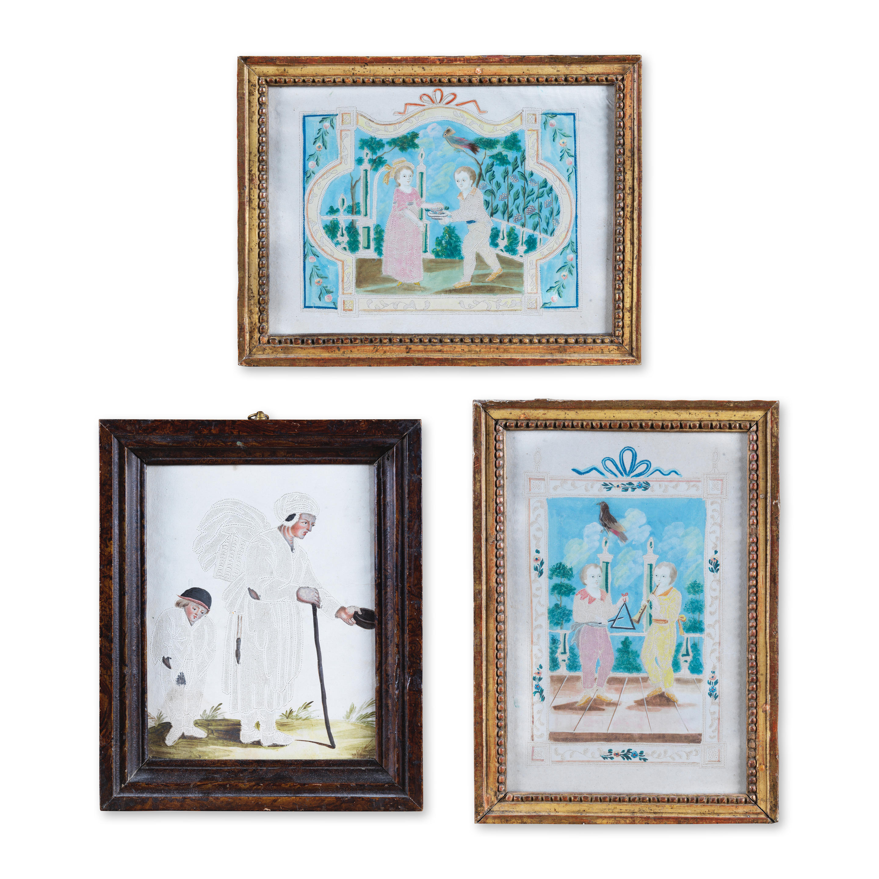ENSEMBLE DE TROIS AQUARELLES PIQUET ES ET GOUACH ES FRANCE