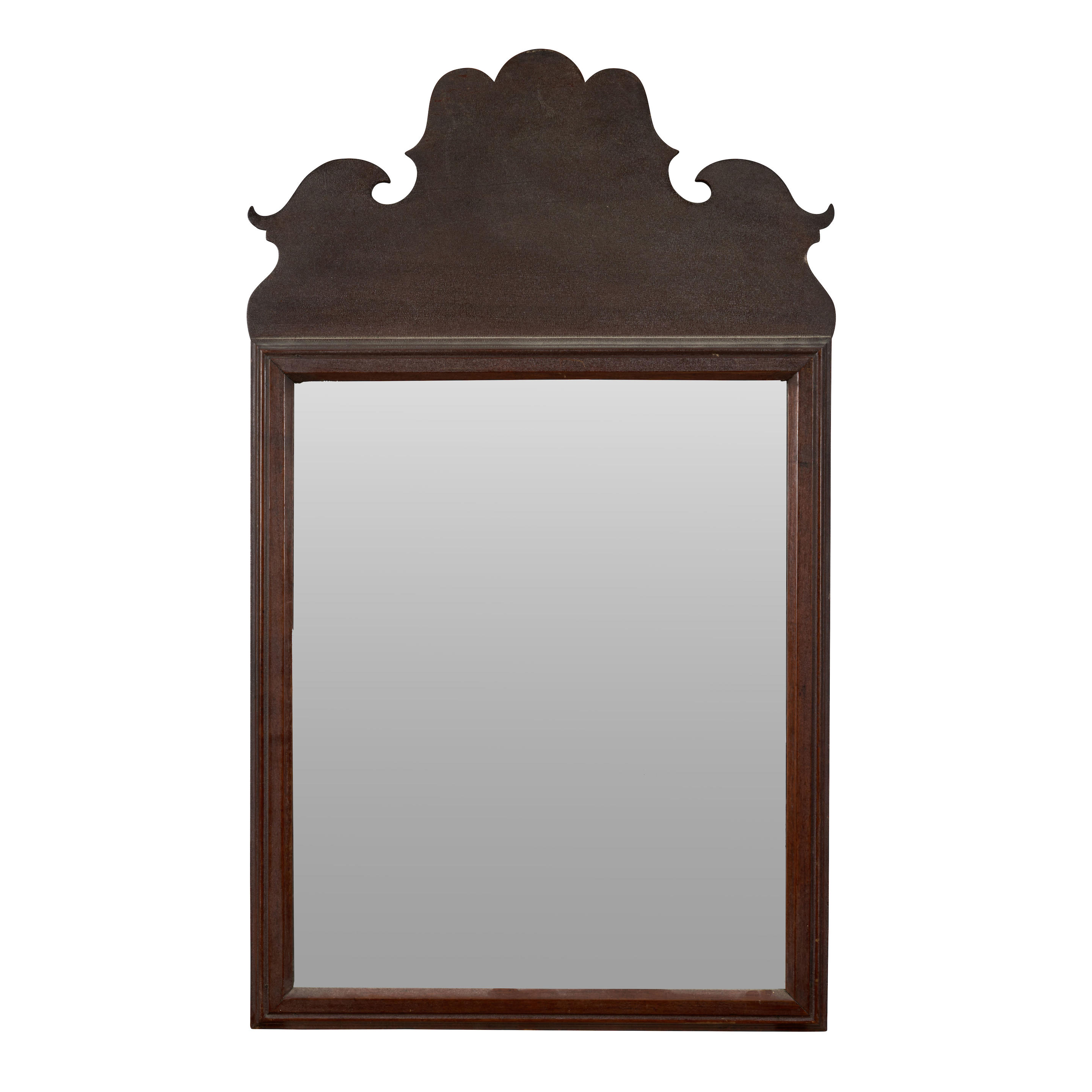 MAHOGANY SCROLL TOP MIRROR America early 19th century The scroll