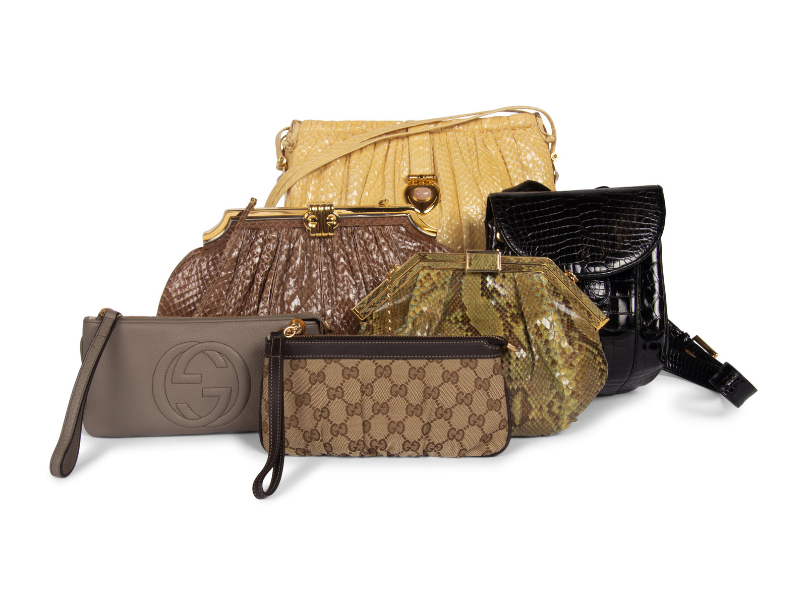 Six Designer Bags Two Gucci One Colombetti Three Judith Leiber