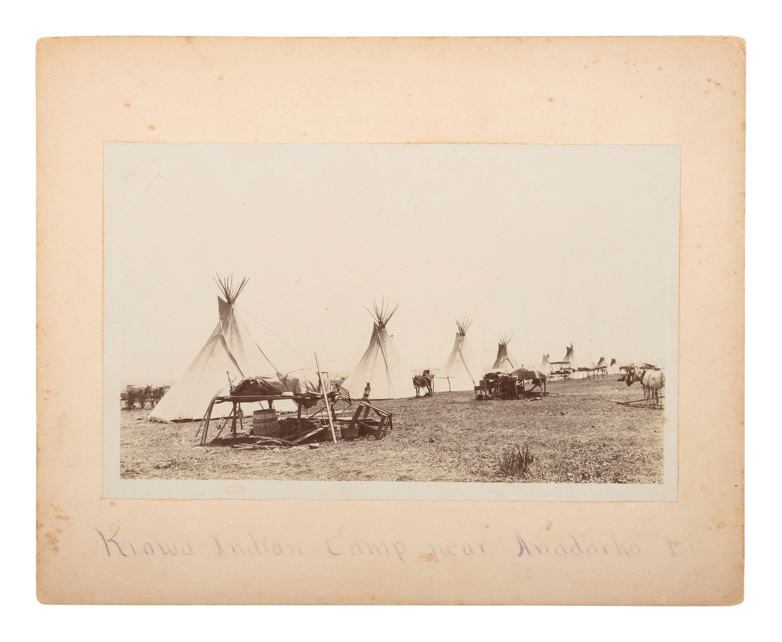 NATIVE AMERICANS Photograph of a Kiowa Indian Camp near Anadarko