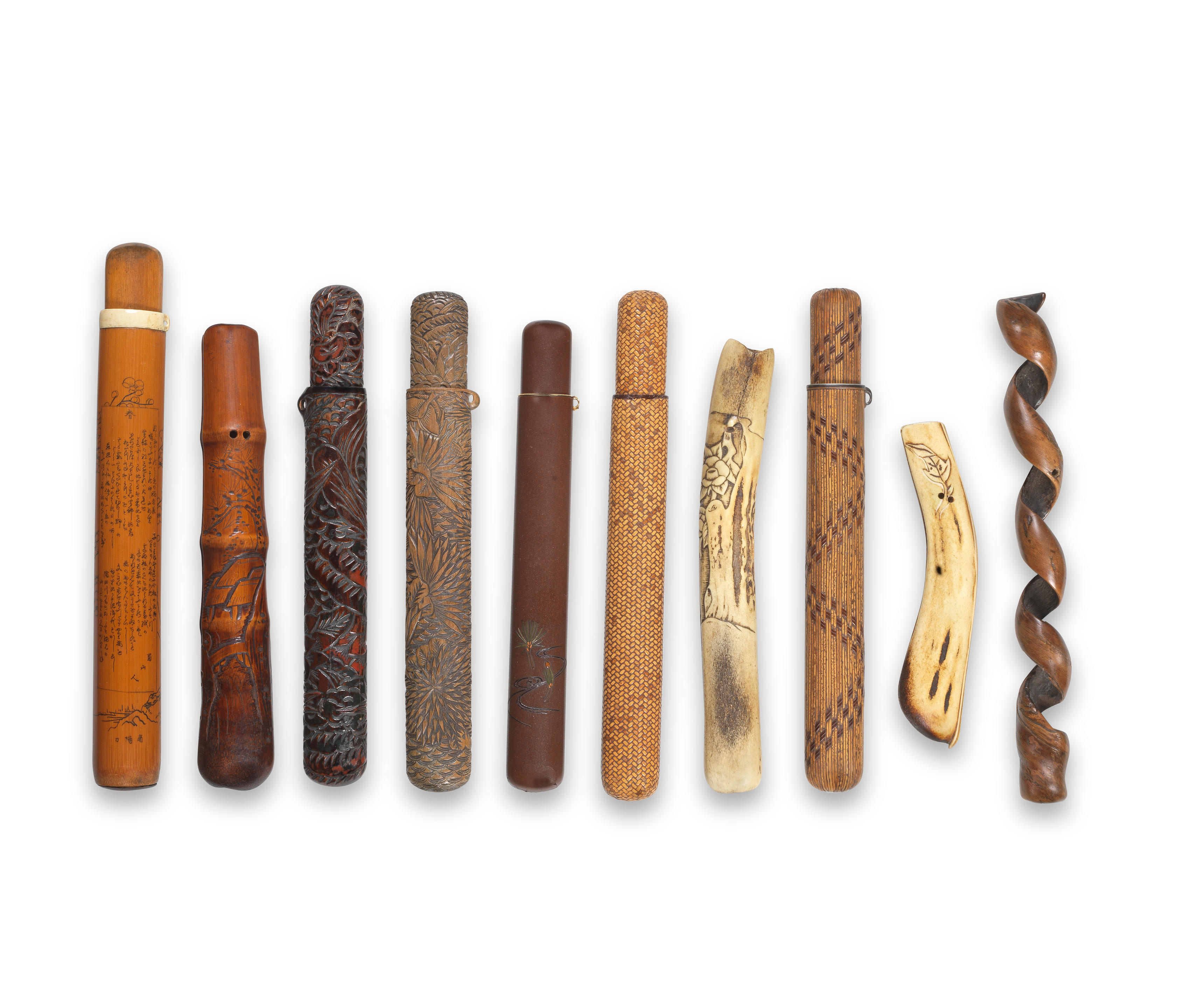 A GROUP OF ASSORTED KISERUZUTSU PIPE CASES Edo period 1615